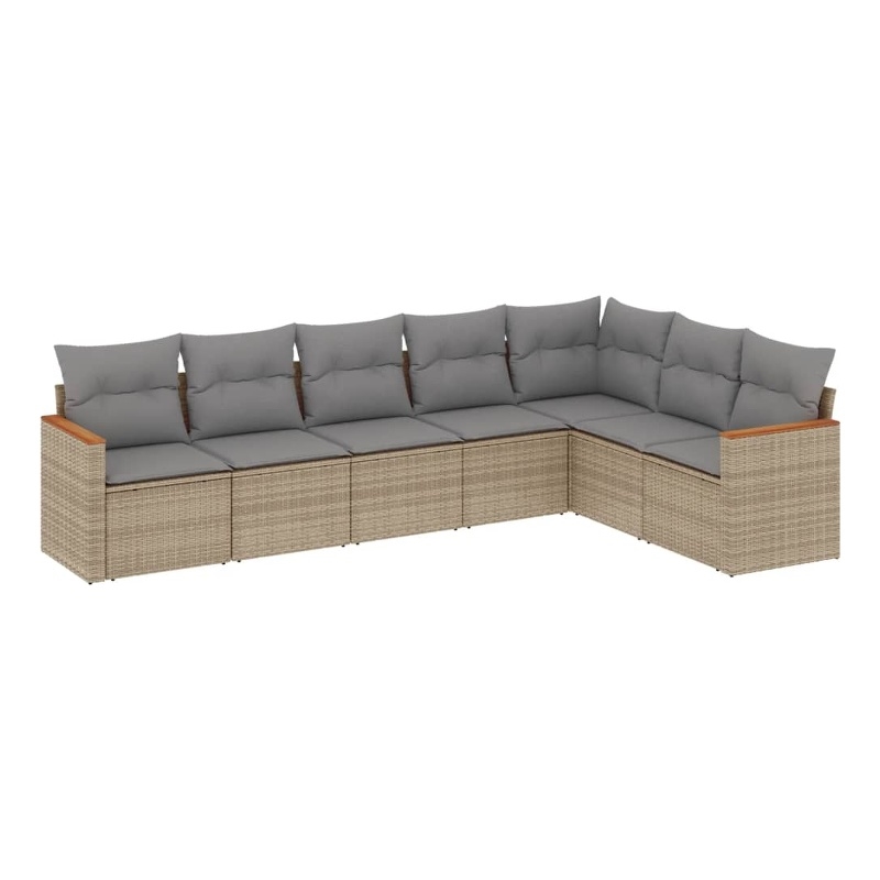 vidaXL 7 Piece Steel Sofa Set in Gray/Beige