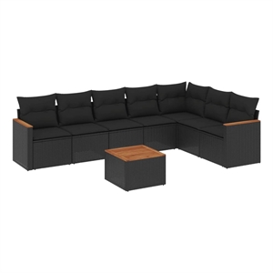 vidaXL 8 Piece Solid Acacia Wood Sofa Set in Black