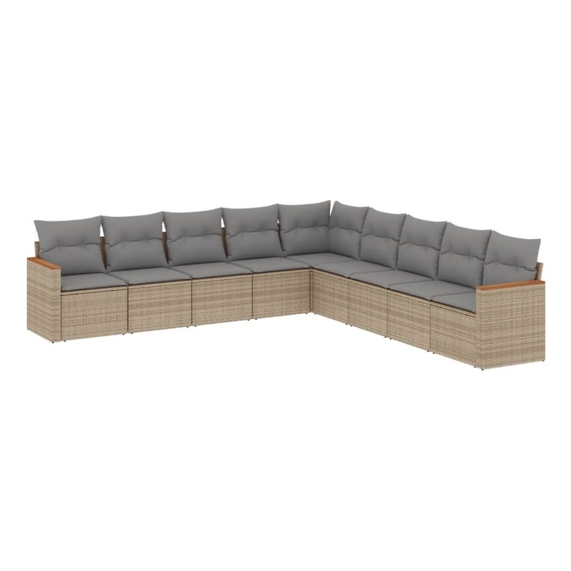 vidaXL 9 Piece Poly Rattan Sofa Set in Gray/Beige