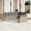 vidaXL 10 Piece Poly Rattan Sofa Set in Gray/Beige
