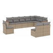 vidaXL 10 Piece Poly Rattan Sofa Set in Gray/Beige