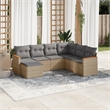 vidaXL 7 Piece Solid Acacia Wood Sofa Set in Gray/Beige