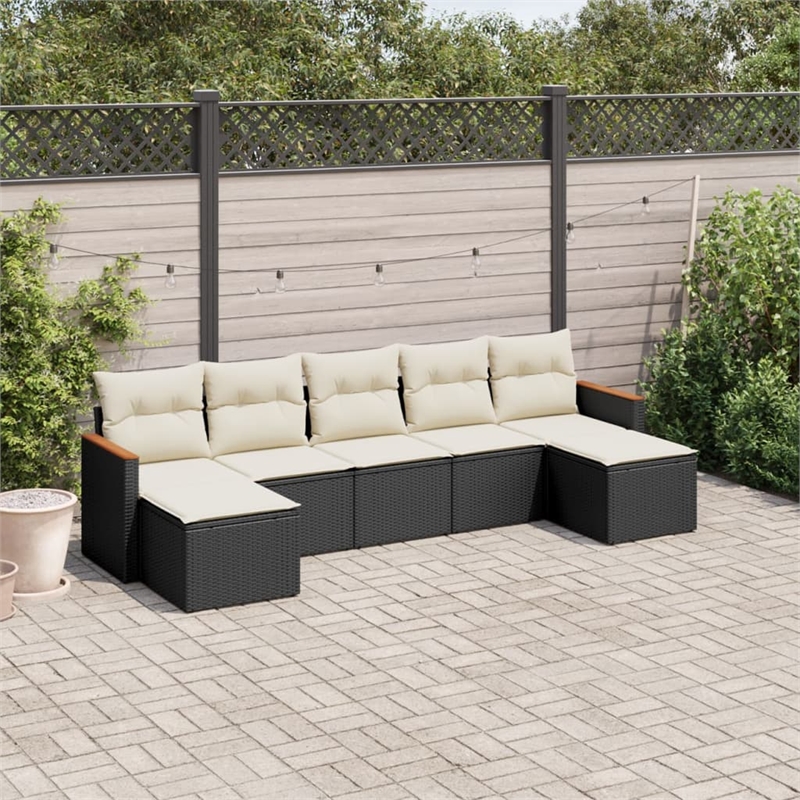 vidaXL 7 Piece Small Sofa Set in Black/White/Cream