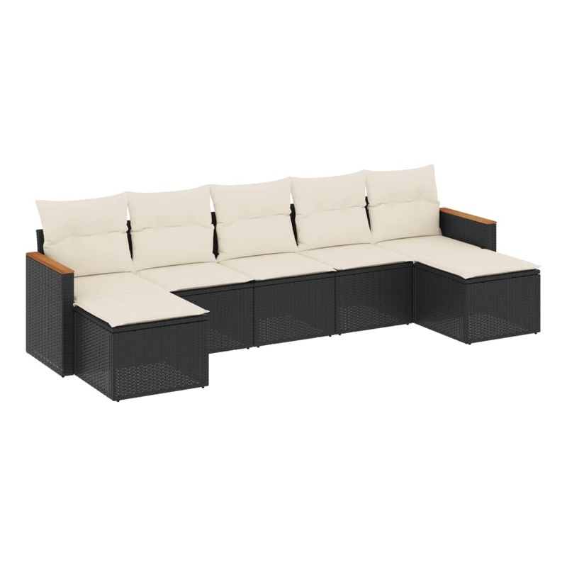 vidaXL 7 Piece Small Sofa Set in Black/White/Cream