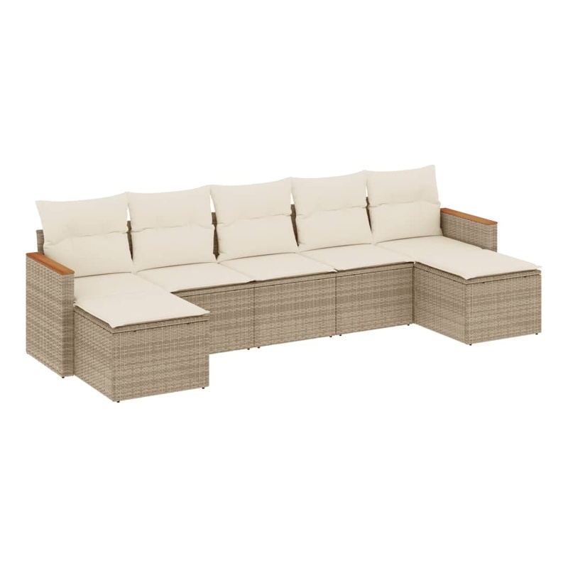vidaXL 7 Piece Steel Sofa Set in White/Cream/Beige