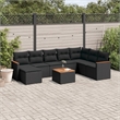 vidaXL 9 Piece Solid Acacia Wood Sofa Set in Black