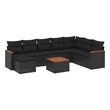 vidaXL 9 Piece Solid Acacia Wood Sofa Set in Black