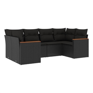 vidaXL 6 Piece Steel Sofa Set in Black