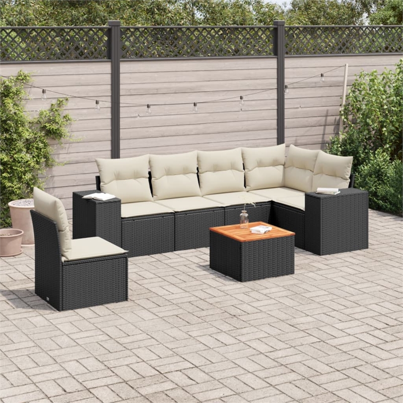 vidaXL 7 Piece Sofa Set in Black/White/Cream