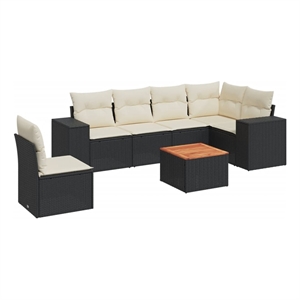 vidaXL 7 Piece Sofa Set in Black/White/Cream