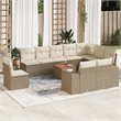 vidaXL Solid Acacia Wood Large Sofa Set w/ Removable Covers in Beige