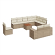 vidaXL Solid Acacia Wood Large Sofa Set w/ Removable Covers in Beige