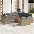 vidaXL 12 Piece Poly Rattan Small Patio Sofa Set