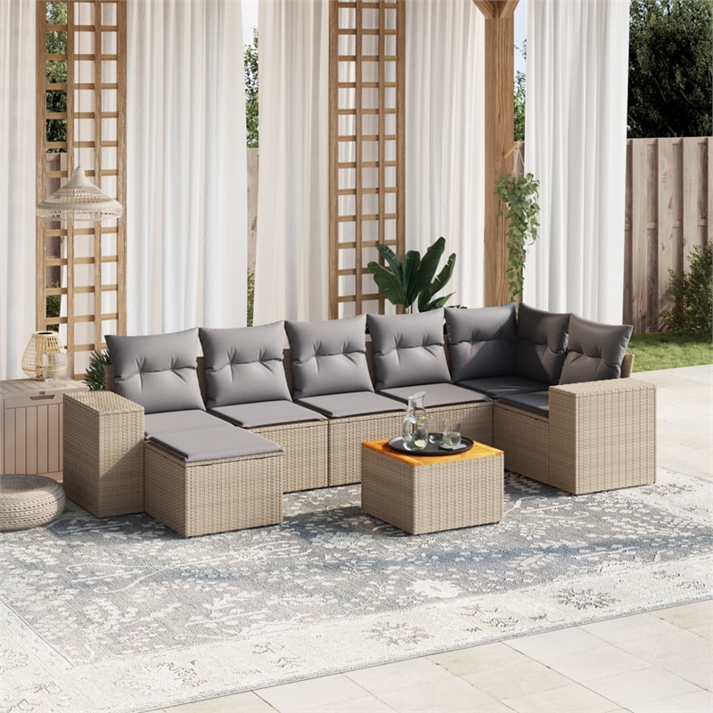 vidaXL 8 Piece Sofa Set in Gray/Beige