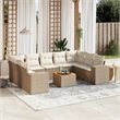 vidaXL 10 Piece Solid Acacia Wood Sofa Set in Beige
