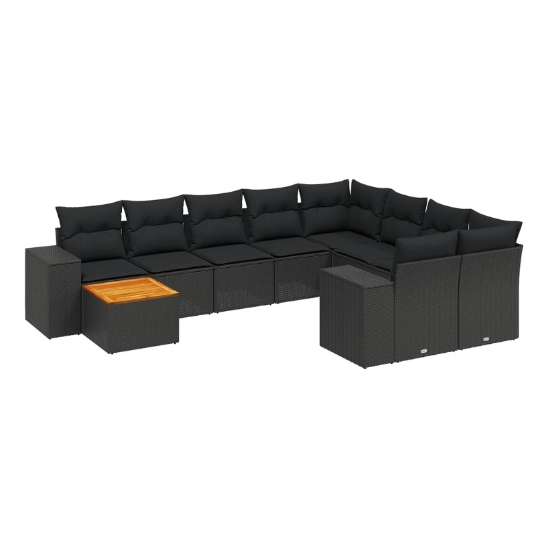 vidaXL 10 Piece Sofa Set in Black