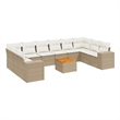 vidaXL 11 Piece Solid Acacia Wood Sofa Set in Beige