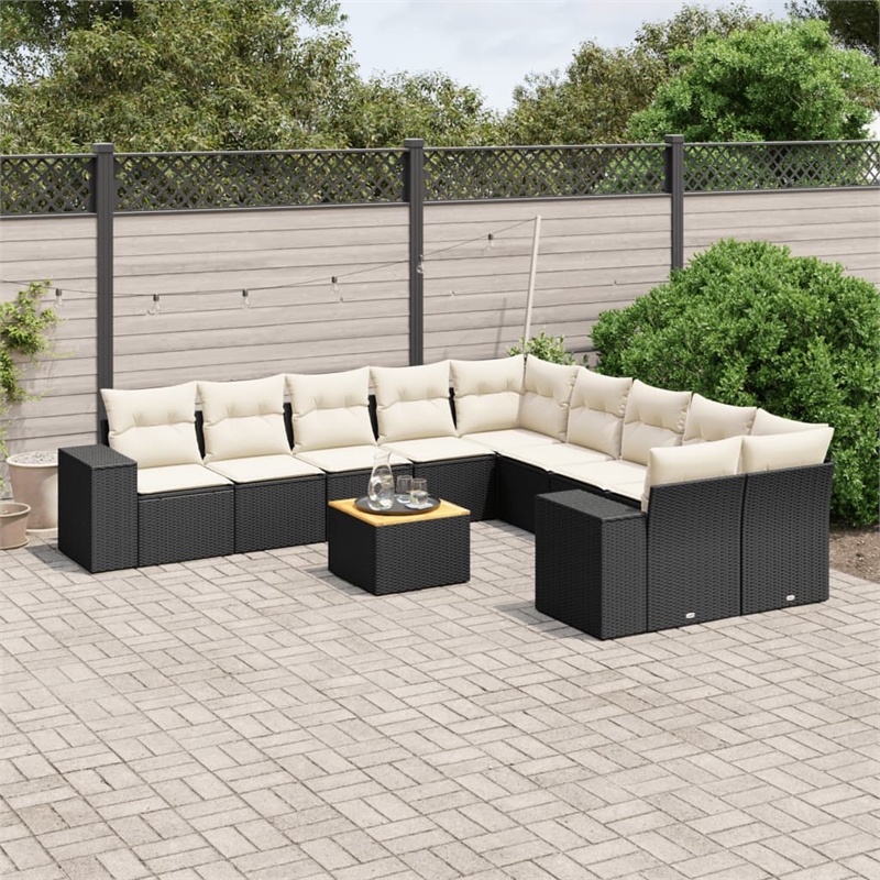 vidaXL 11 Piece Small Sofa Set in Black/White/Cream