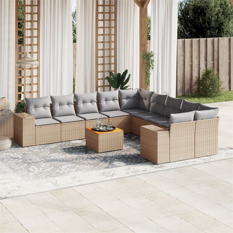 vidaXL 11 Piece Steel Sofa Set in Beige