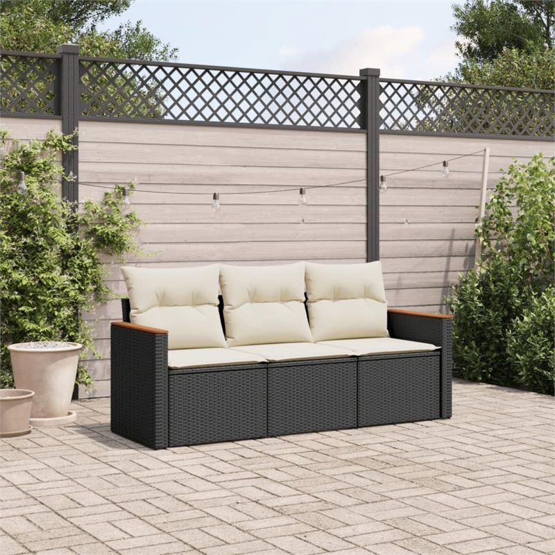 vidaXL 3 Piece Sofa Set in Black/White/Cream