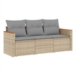 vidaXL 3 Piece Poly Rattan Sofa Set in Gray/Beige