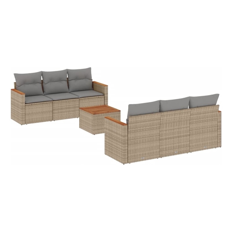 vidaXL 7 Piece Solid Acacia Wood Sofa Set in Beige