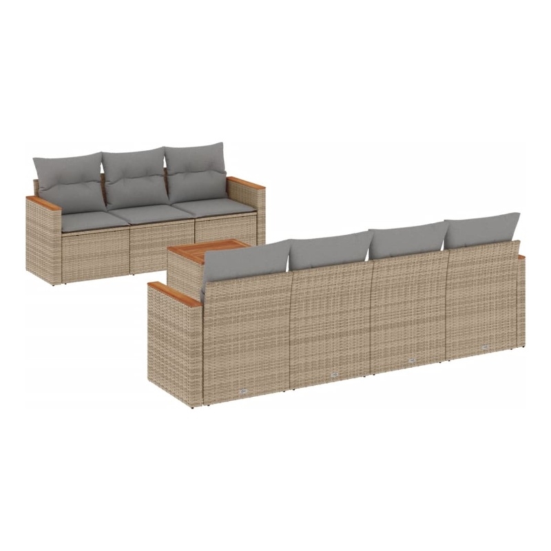 vidaXL 8 Piece Solid Acacia Wood Sofa Set in Gray/Beige