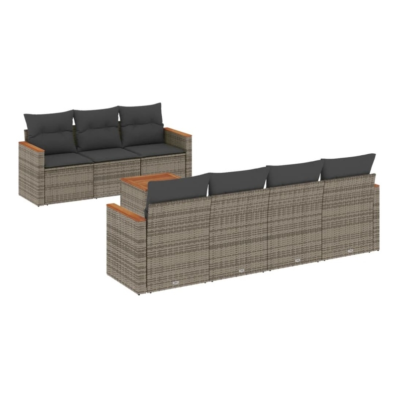 vidaXL 8 Piece Solid Acacia Wood Sofa Set in Gray