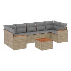 vidaXL 8 Piece Poly Rattan Patio Sofa Set in Beige