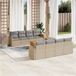 vidaXL 9 Piece Solid Acacia Wood Large Sofa Set in Beige