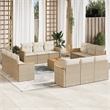 vidaXL 13 Piece Solid Acacia Wood Sofa Set in Beige