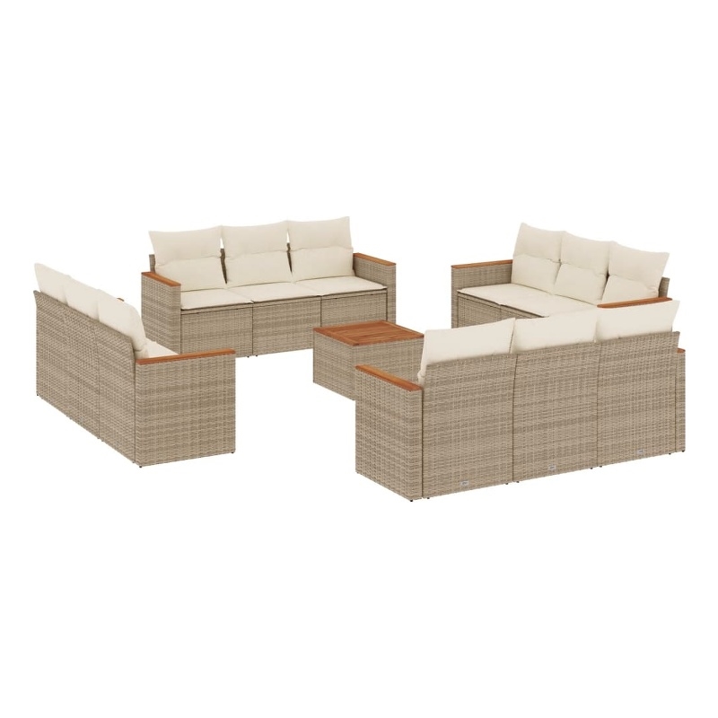 vidaXL 13 Piece Solid Acacia Wood Sofa Set in Beige