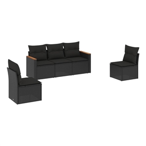 vidaXL Poly Rattan Sofa Set in Black