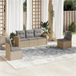 vidaXL 5 Piece Solid Acacia Wood Medium Sofa Set in Beige