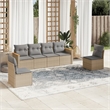 vidaXL 6 Piece Solid Acacia Wood Sofa Set in Gray/Beige