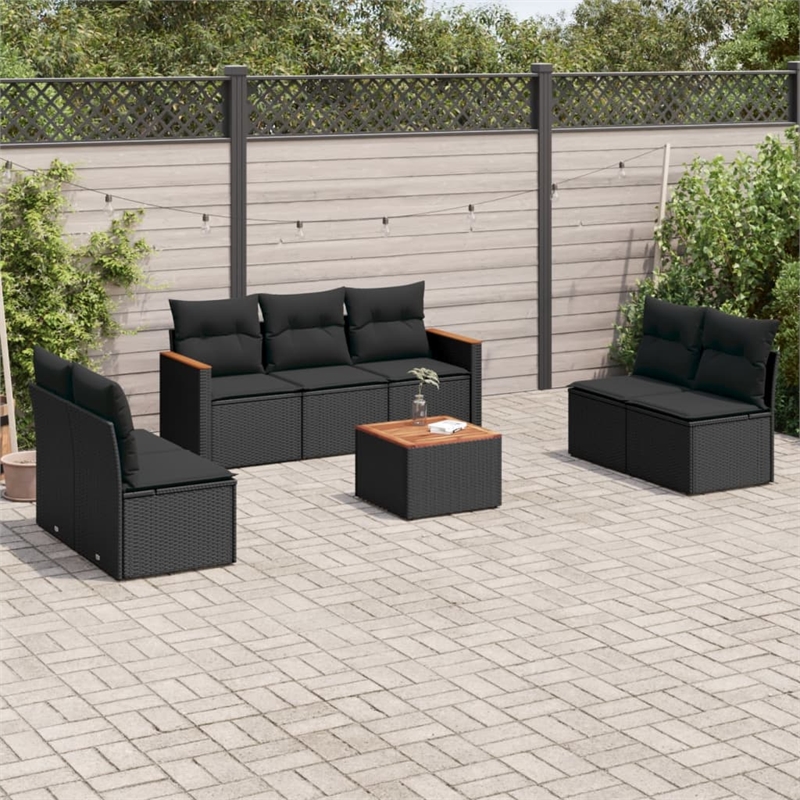 vidaXL 8 Piece Steel Sofa Set in Black