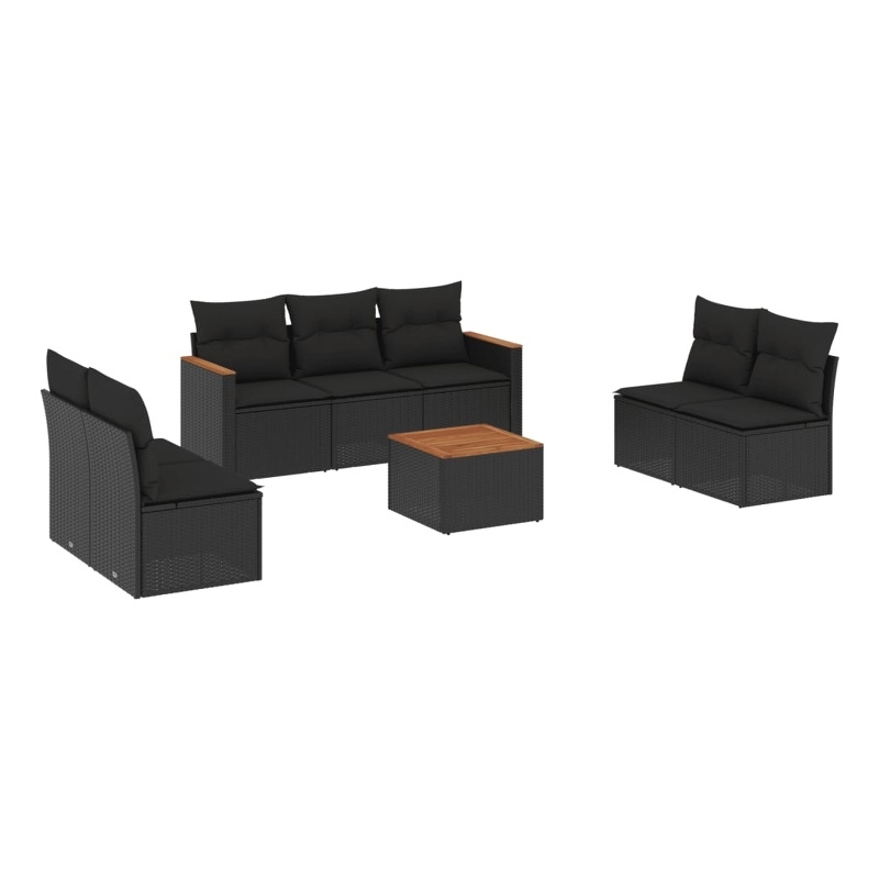 vidaXL 8 Piece Steel Sofa Set in Black