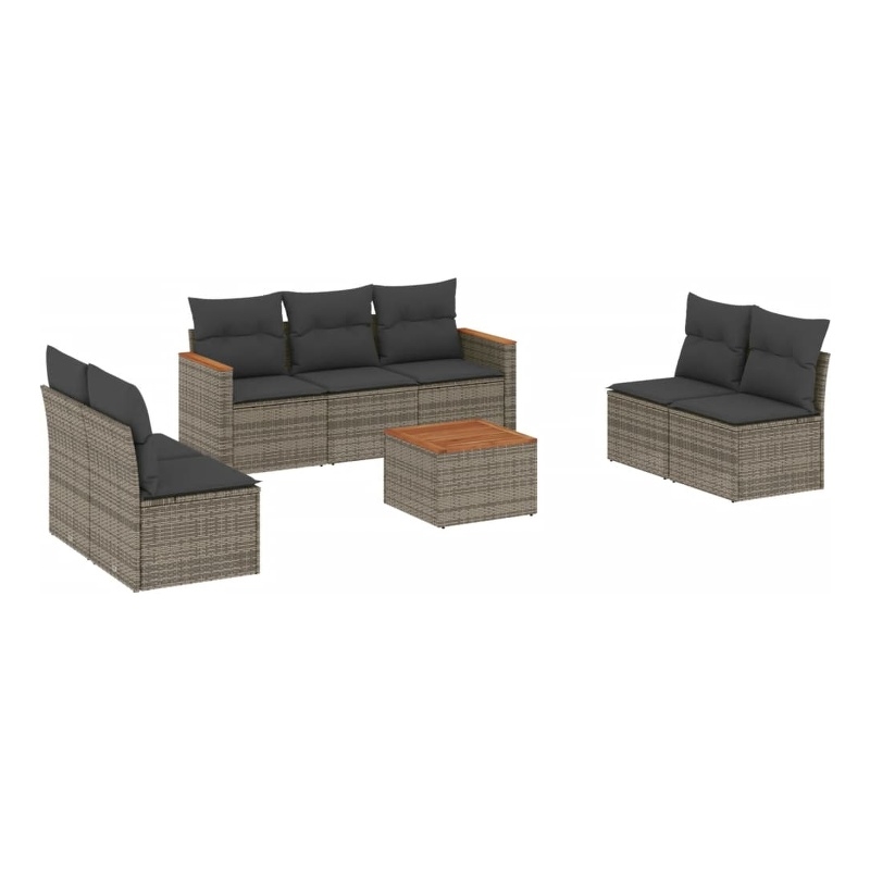 vidaXL 8 Piece Solid Acacia Wood Small Sofa Set in Gray