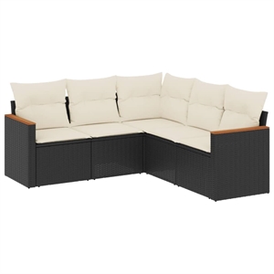 vidaXL 5 Piece Poly Rattan Sofa Set in Black/White/Cream