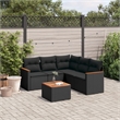 vidaXL 6 Piece Solid Acacia Wood Sofa Set in Black