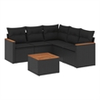 vidaXL 6 Piece Solid Acacia Wood Sofa Set in Black