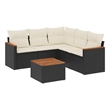 vidaXL 6 Piece Solid Acacia Wood Small Sofa Set in Black