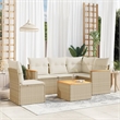 vidaXL 6 Piece Solid Acacia Wood Sofa Set in Beige