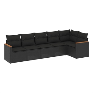 vidaXL 6 Piece Solid Acacia Wood Sofa Set in Black