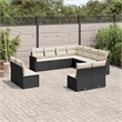 vidaXL Solid Acacia Wood Sofa Set in Black/Cream