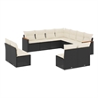 vidaXL Solid Acacia Wood Sofa Set in Black/Cream