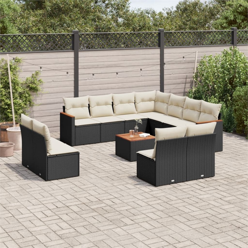 vidaXL 12 Piece Steel Large Sofa Set in Black