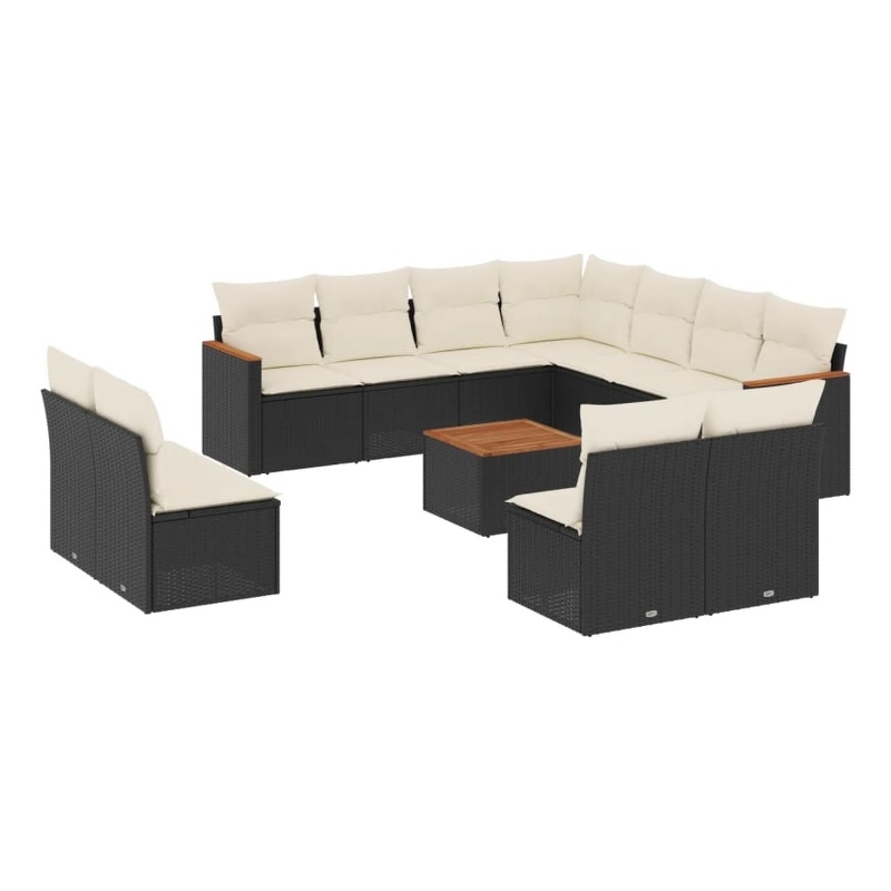 vidaXL 12 Piece Steel Large Sofa Set in Black