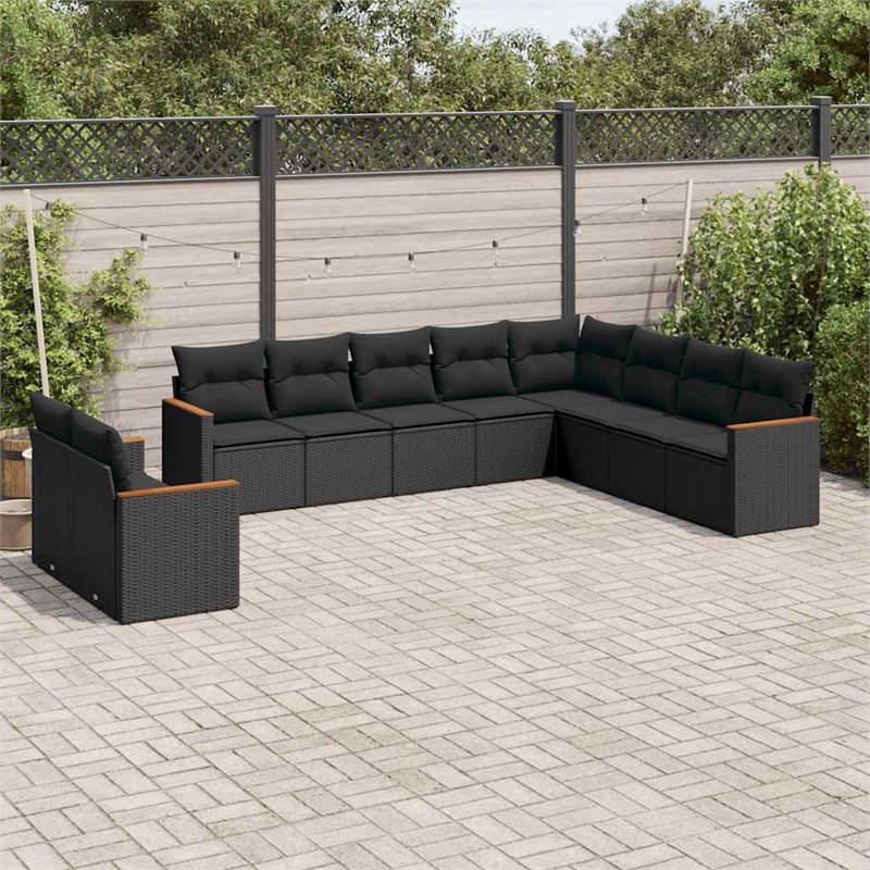 vidaXL Solid Acacia Wood Sofa Set in Black