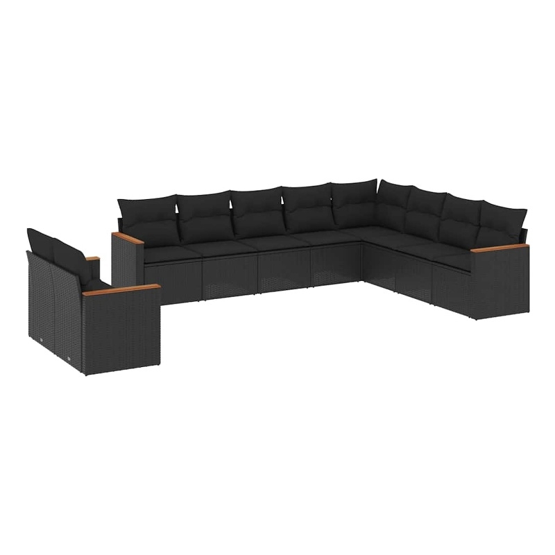 vidaXL Solid Acacia Wood Sofa Set in Black